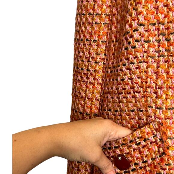 Requirements orange pink woven Fall Blazer size 14P - Picture 5 of 11